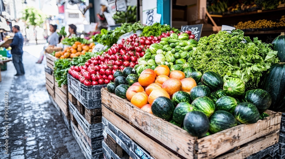 Fresh Produce at Dynamic Market Scene Fresh Produce at Dynamic Market Scene