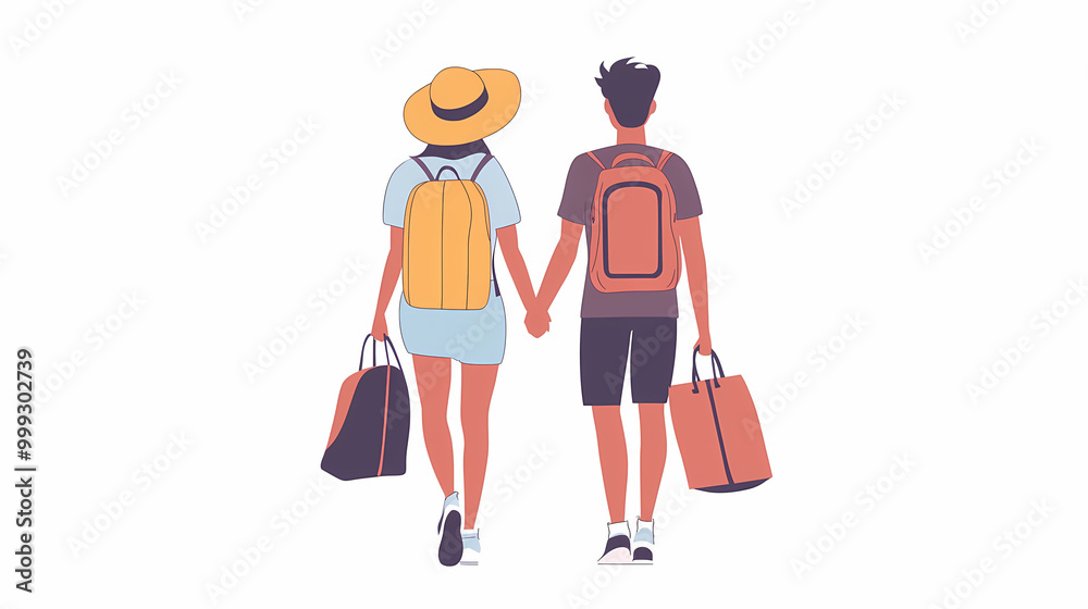 A group of tourists traveling with a backpack and map, on vacation. A collection of portraits of travelers. A group of tourists traveling with a backpack and map, on vacation. A collection of portraits of travelers.