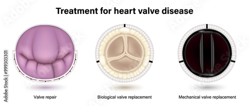 Treatment for heart valve disease. Valve repair, Biological valve replacement and Mechanical valve replacement. Annuloplasty.