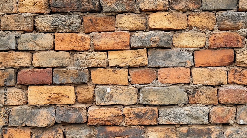 A close-up view of a textured brick wall showcasing various earthy tones and patterns, perfect for backgrounds or construction themes. A close-up view of a textured brick wall showcasing various earthy tones and patterns, perfect for backgrounds or construction themes.