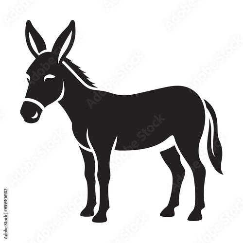 Donkey silhouette vector isolated on a white background