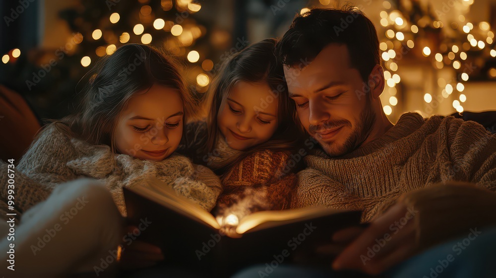 Cozy Family Reading Time by the Fireplace Cozy Family Reading Time by the Fireplace