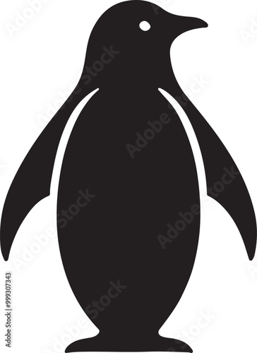 penguin on a white background ,  Penguin Vector Silhouette Illustration ,Penguin Illustration , Penguin Art Drawing , Bird Vector Silhouette Illustration