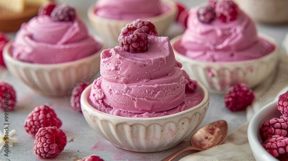 Delicious raspberry Frozen Yogurt dessert made in shape of Princess Castle Delicious raspberry Frozen Yogurt dessert made in shape of Princess Castle