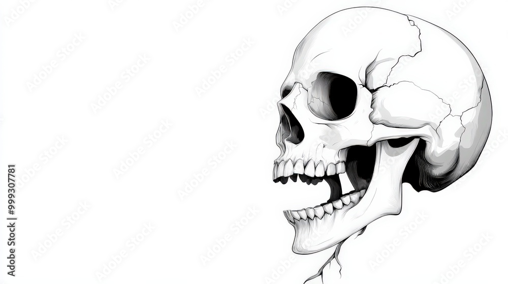 Fototapeta premium Skull illustration on a white isolated background.