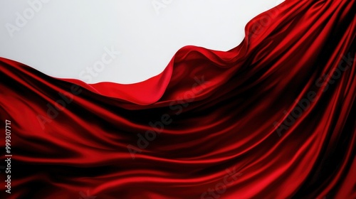 Red flowing fabric against a white isolate background.