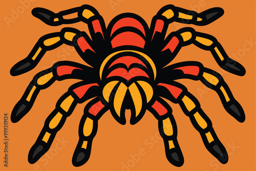 Solid color Mexican Fireleg Tarantula animal vector design