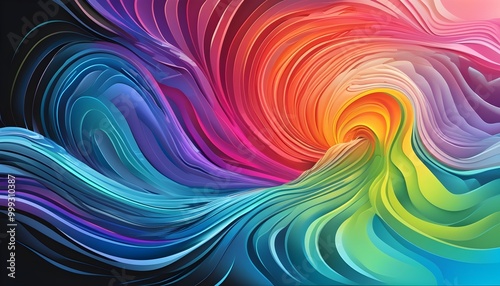 Vibrant vector background featuring colorful waves with bold black text