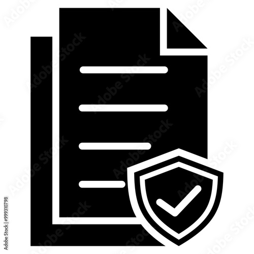 Insurance policy icon with glyph style