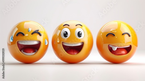 Emoticons comment social media Facebook chat high quality vector 3d round yellow cartoon bubble comment reactions icon template face tear smile sad hug love like Lol laughter emoji character message photo