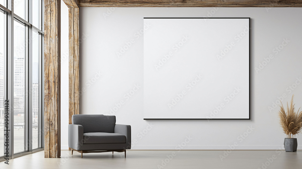 modern loft style office with blank white wall, perfect for creativity modern loft style office with blank white wall, perfect for creativity