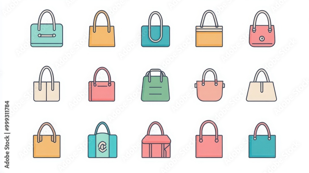 Bags thin line icon set. such as handbag, shopping bag, backpack, tote bag, paper bag, plastic bag, duffel bag, briefcase Bags thin line icon set. such as handbag, shopping bag, backpack, tote bag, paper bag, plastic bag, duffel bag, briefcase