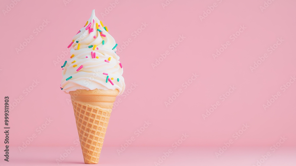 Indulge in a delightful closeup of vanilla ice cream topped with colorful sprinkles, perfect for summer celebration vibes Indulge in a delightful closeup of vanilla ice cream topped with colorful sprinkles, perfect for summer celebration vibes