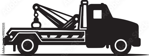 Tow truck silhouette vector art illustration