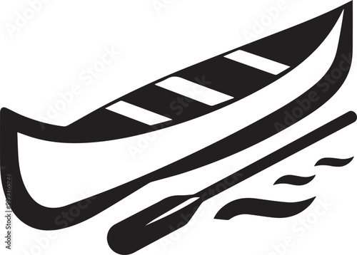 canoe silhouette simple vector, canoe logo vector black and white