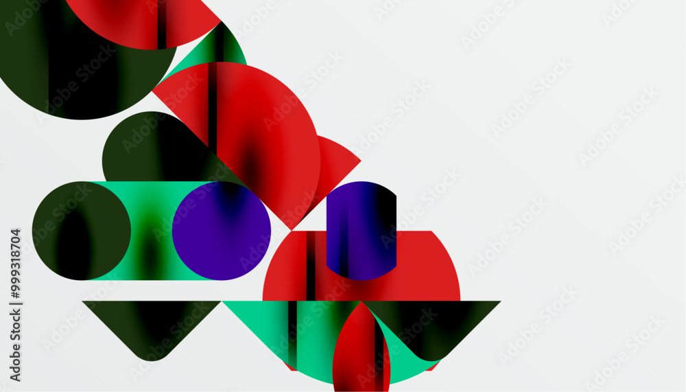 Color beautiful circles, semi circles, squares and round triangles. Geometric mosaic style pattern abstract background for wallpaper, banner, backdrop, card, book Illustration, landing page Color beautiful circles, semi circles, squares and round triangles. Geometric mosaic style pattern abstract background for wallpaper, banner, backdrop, card, book Illustration, landing page