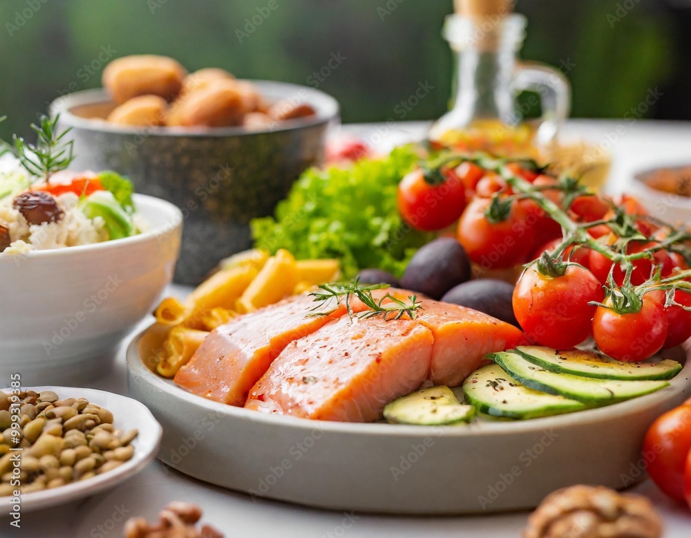 Hearty paleo meals with depth of field showcasing nutrient-dense ingredients and primal flavors Hearty paleo meals with depth of field showcasing nutrient-dense ingredients and primal flavors