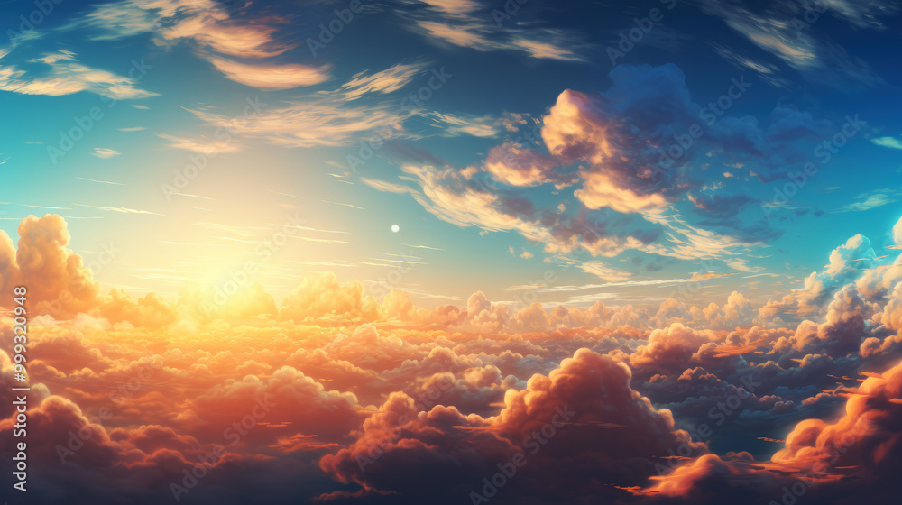 generated illustration of gradient sunset sky with pink orange and purple clouds generated illustration of gradient sunset sky with pink orange and purple clouds