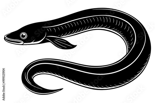 eel fish silhouette, moray eel silhouette vector, japanese eel
