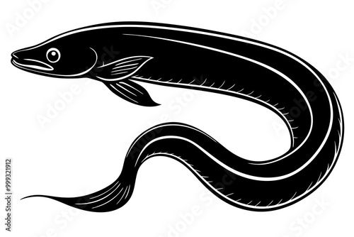 eel fish silhouette, moray eel silhouette vector, japanese eel
