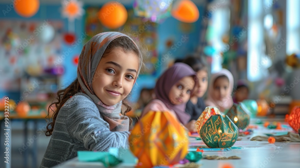 Joyful Celebration: Young Girl Smiling at Festive Cultural Event Joyful Celebration: Young Girl Smiling at Festive Cultural Event