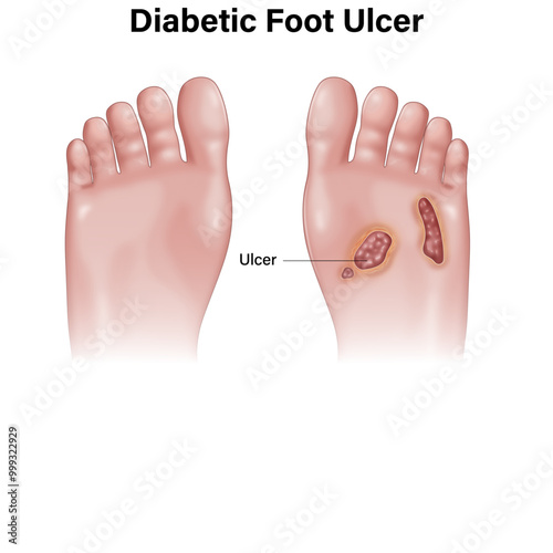  Diabetic Foot Ulcer vs Normal Foot Medical Illustration, Comparison Visualization