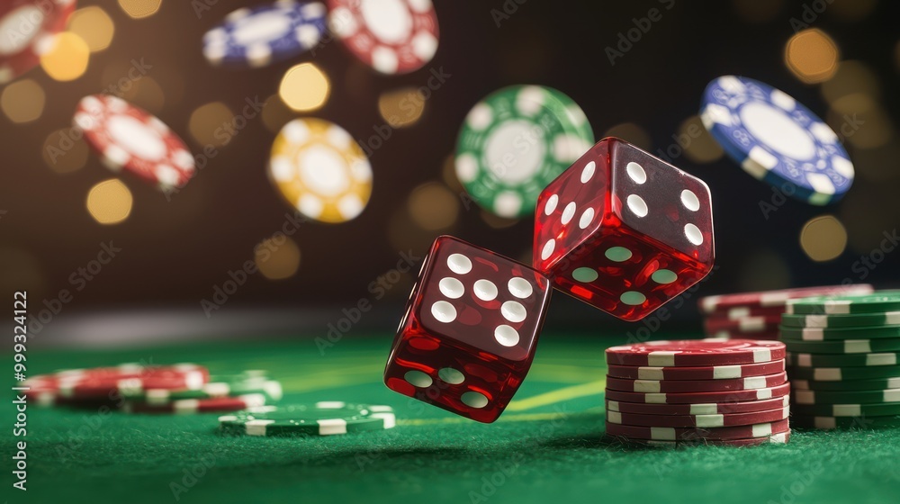 High Stakes Excitement at the Craps Table - Players Betting and Rolling Dice with Intensity