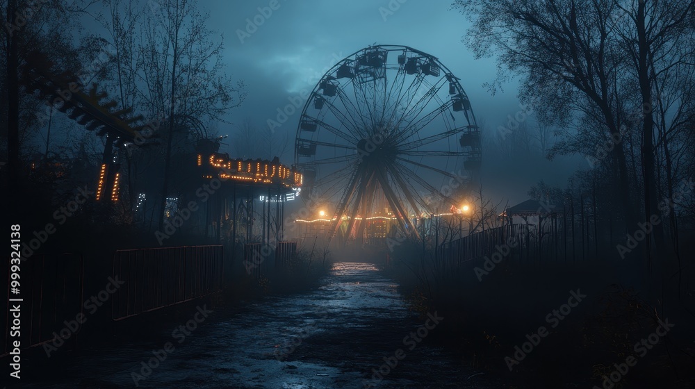 Abandoned Amusement Park at Night Abandoned Amusement Park at Night