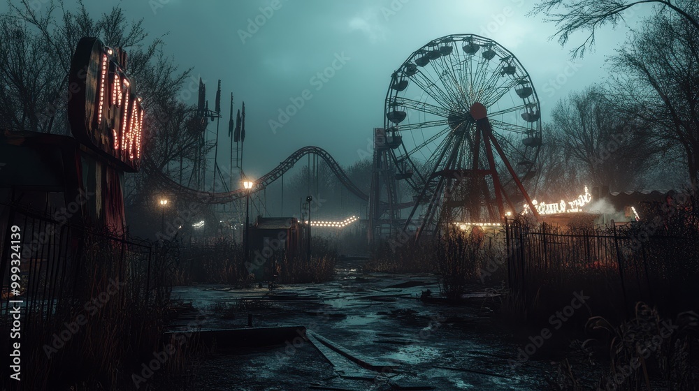 Abandoned Amusement Park in the Twilight Abandoned Amusement Park in the Twilight