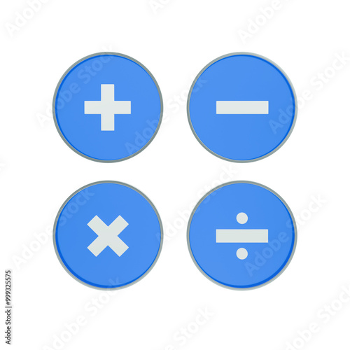 3d calculator icon set featuring the blue glass material 