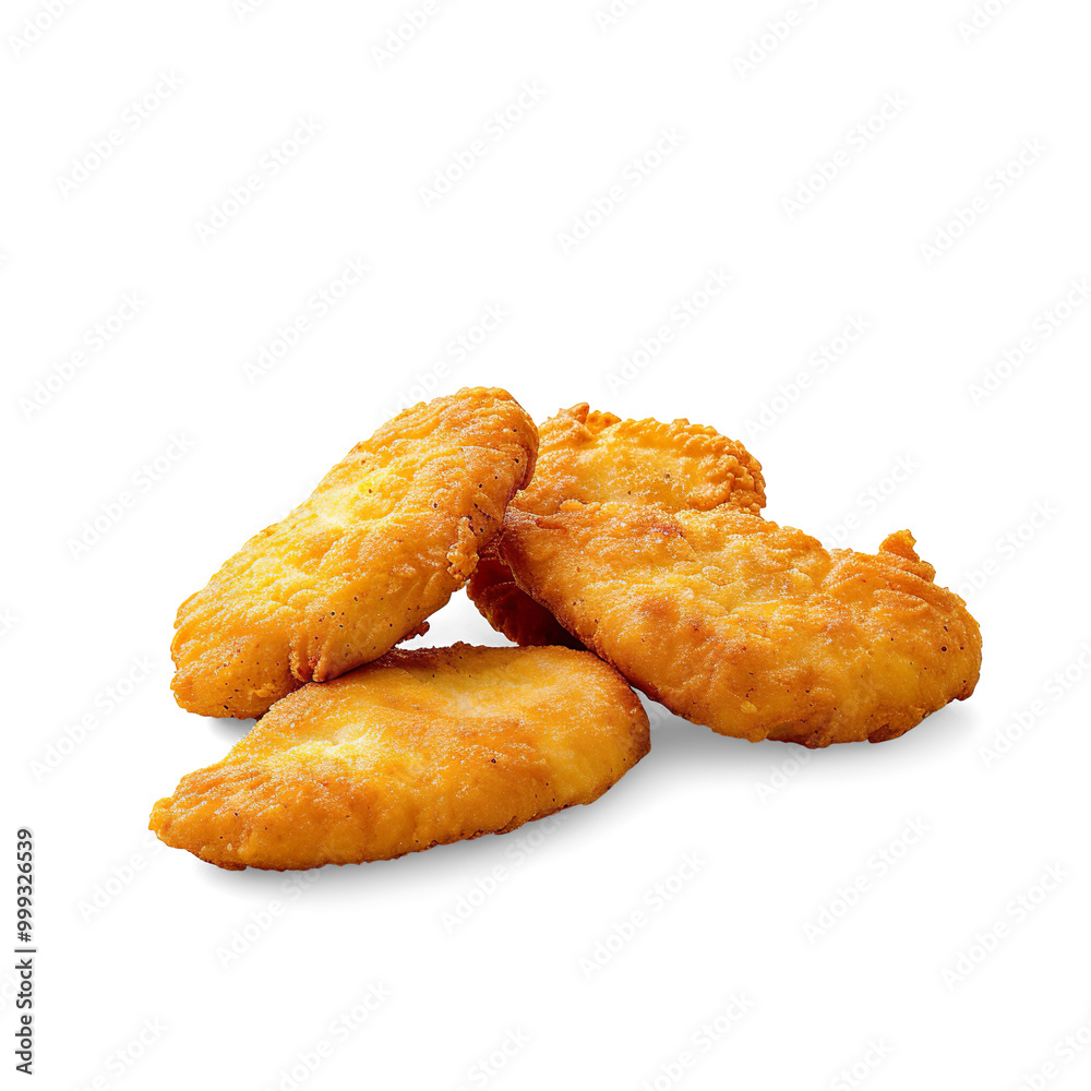 Stack of Crispy Fried Chicken Tenders on a transparent background
