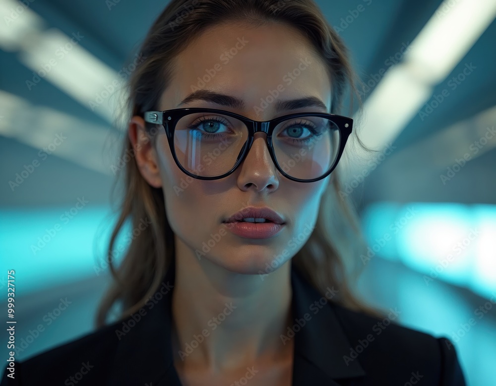 Cool happy fashion funky young pretty woman wears glasses Cool happy fashion funky young pretty woman wears glasses
