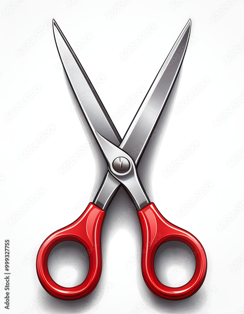 Red and Silver Scissors on White Background Red and Silver Scissors on White Background