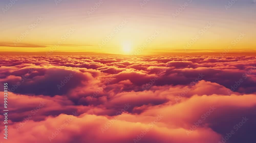 Endless 4K loop animation vibrant sunrise sunset ocean clouds golden sun glowing brightly horizon creating atmospheric breathtaking visual any cinematic