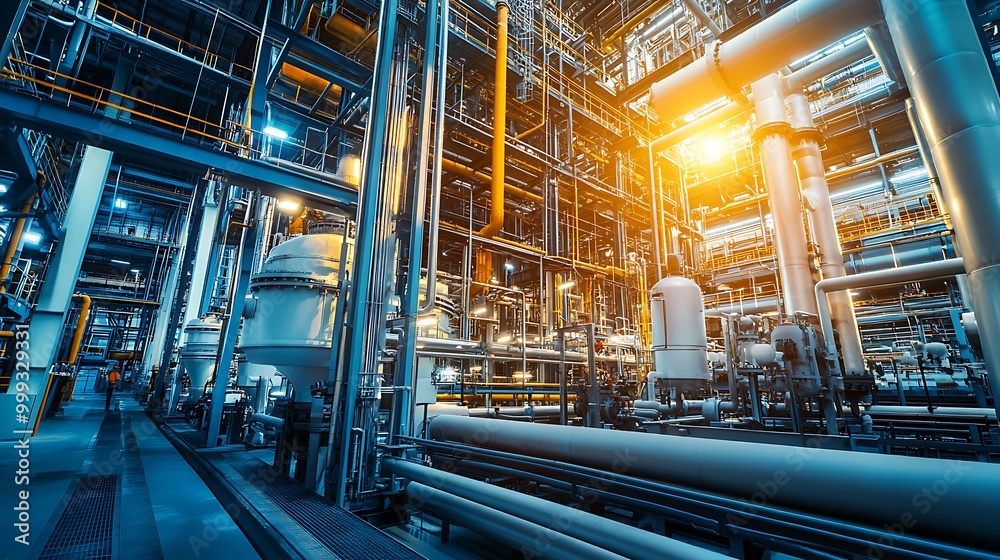 An overview of lighting systems in an industrial plant, emphasizing safety lighting, emergency exits, and energy-efficient LED solutions. An overview of lighting systems in an industrial plant, emphasizing safety lighting, emergency exits, and energy-efficient LED solutions.