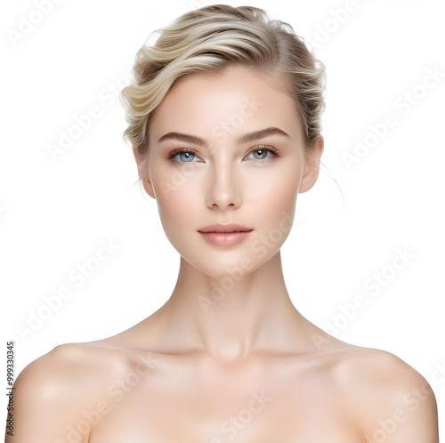 Portrait of the beautiful woman. Front portrait of the woman with beauty face - isolated