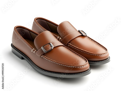 Wallpaper Mural Closeup of Classic Leather Loafers with Metallic Buckle Accent on Clean White Background Torontodigital.ca