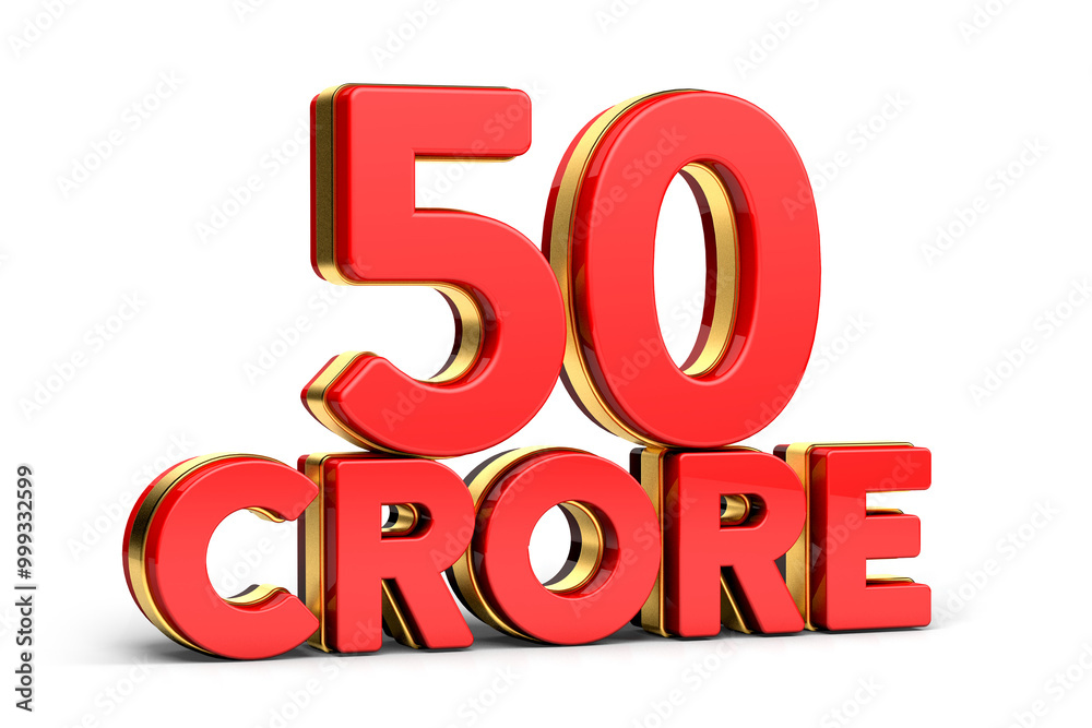 3d Red and golden 50 crore isolated on background. 3d illustration. 3d Red and golden 50 crore isolated on background. 3d illustration.