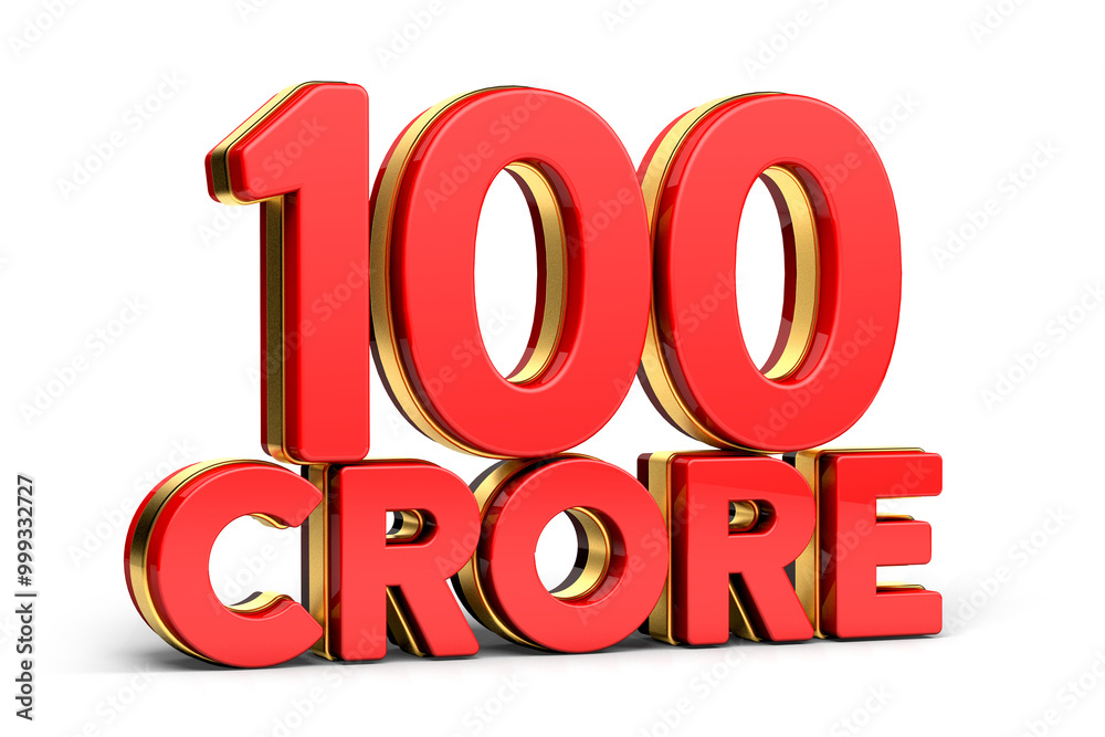 3d Red and golden 100 crore isolated on background. 3d illustration. 3d Red and golden 100 crore isolated on background. 3d illustration.