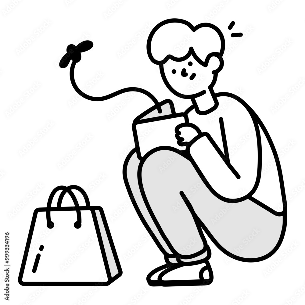 Obraz premium Empty wallet icon in sketchy style
