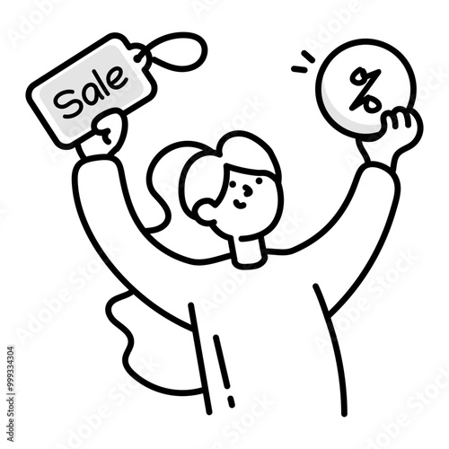 Discount offer icon in sketchy style 

