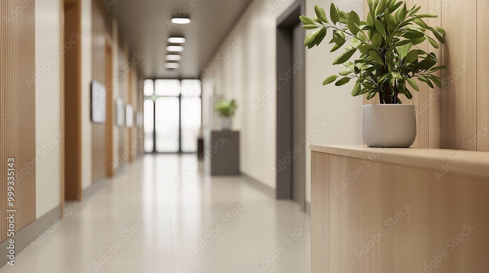 Modern Hallway with Plants and Minimalist Design Modern Hallway with Plants and Minimalist Design