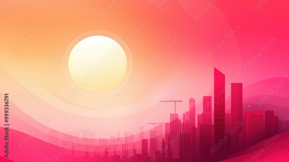 Vibrant Sunset Over Silhouetted Cityscape Vibrant Sunset Over Silhouetted Cityscape