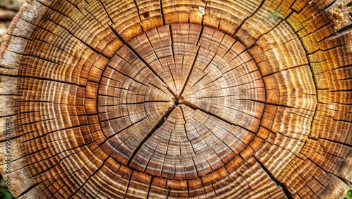 Old tree trunk cross section with visible tree rings and weathered bark texture, nature, texture, background, growth rings