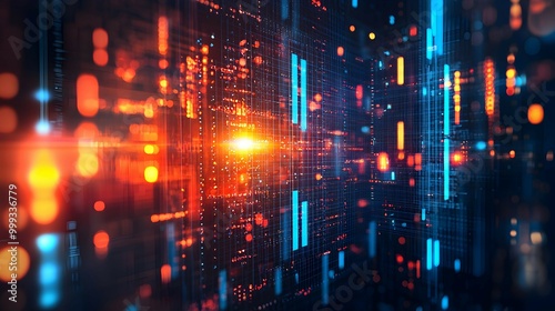 Wallpaper Mural Abstract Digital Technology Background   Futuristic Network with Data and Code Torontodigital.ca