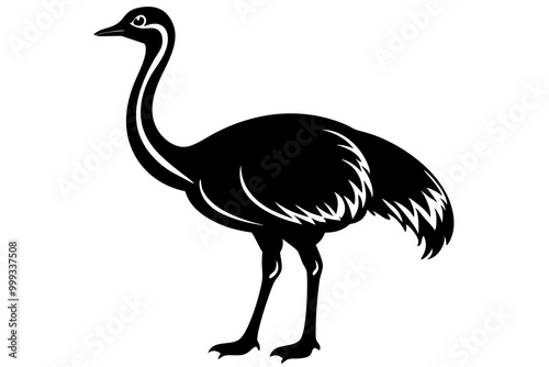 Emu silhouette vector, ostrich emu bird vector illustration 