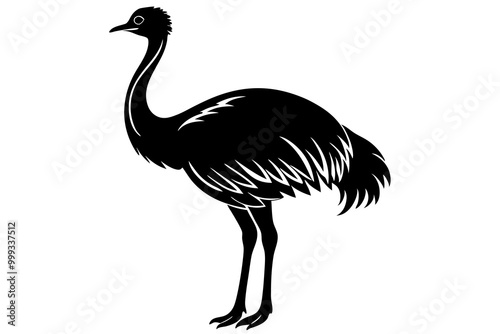 Emu silhouette vector, ostrich emu bird vector illustration 