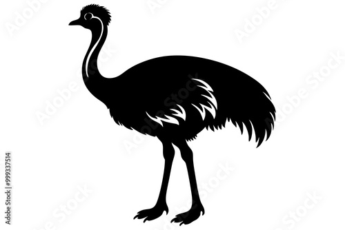 Emu silhouette vector, ostrich emu bird vector illustration 