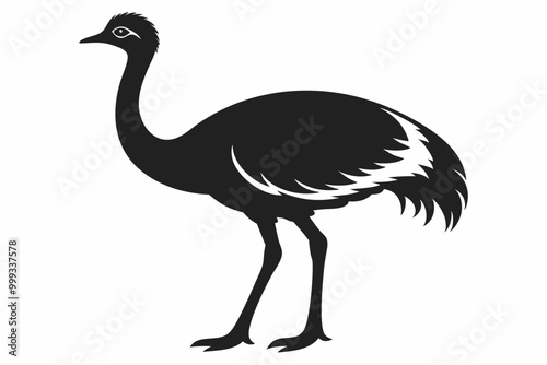 Emu silhouette vector, ostrich emu bird vector illustration 