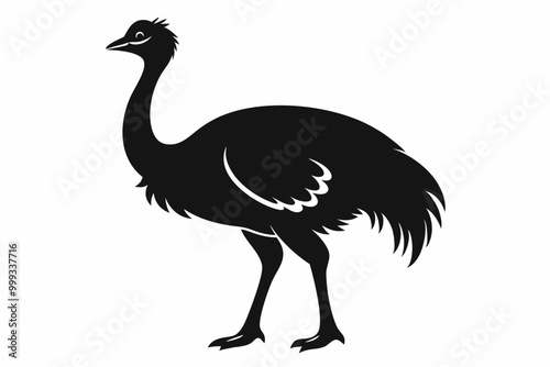 Emu silhouette vector, ostrich emu bird vector illustration 
